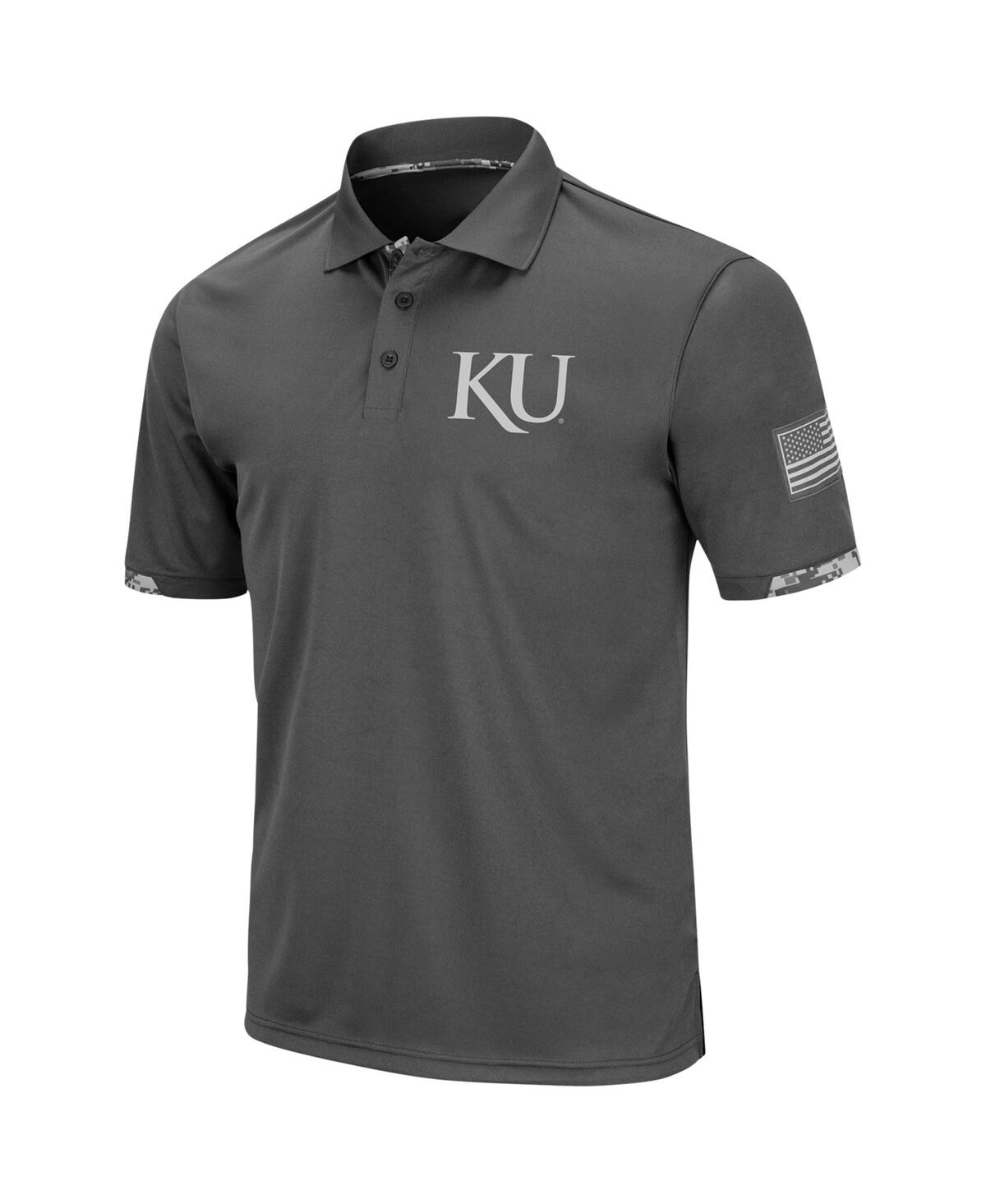 Colosseum Charcoal Kansas Jayhawks Rival Oht Military Appreciation Polo In Charcoal
