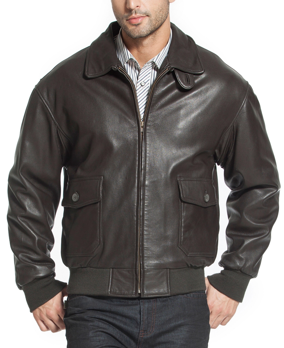 Landing Leathers Men G-1 Leather Flight Bomber Jacket