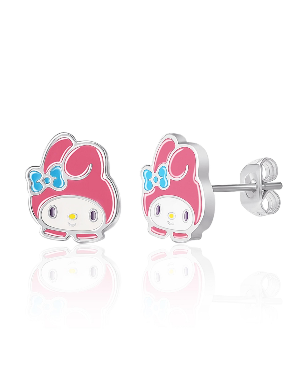 Sanrio Womens Hello Kitty and Friends Silver Plated and Enamel Stud Earrings - My Melody, Officially Licensed - Purple, blue, white