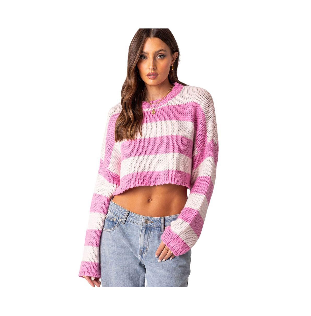 Women's Ozzy Cropped Knitted Sweater - Pink
