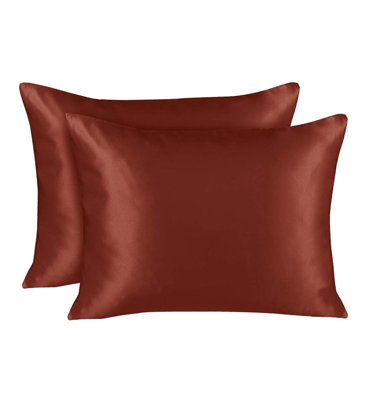 Shopbedding Luxury Satin Pillowcase For Hair And Skin- Standard Satin Pillow Case With Zipper, Rust (pillowcase In Burgundy