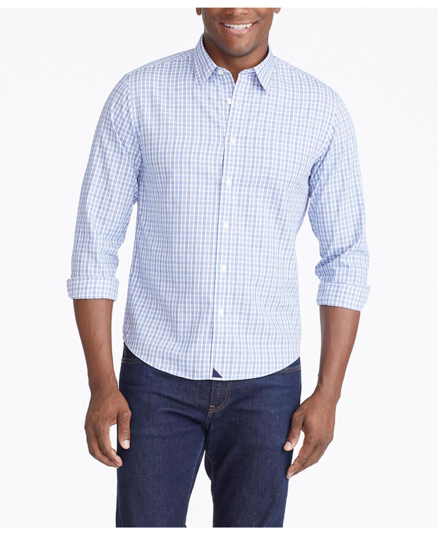 Мужская рубашка UNTUCKit Slim Fit Wrinkle-Free Durif Button Up, цвет: Синий — фото 1