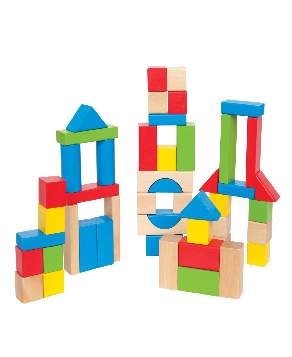 Hape Maple Wood Kids Building 50 Blocks In Multi