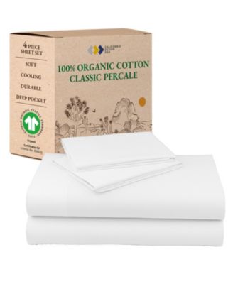 Sheets Set, Authentic 100% Organic Cotton Percale, Bed Sheet
