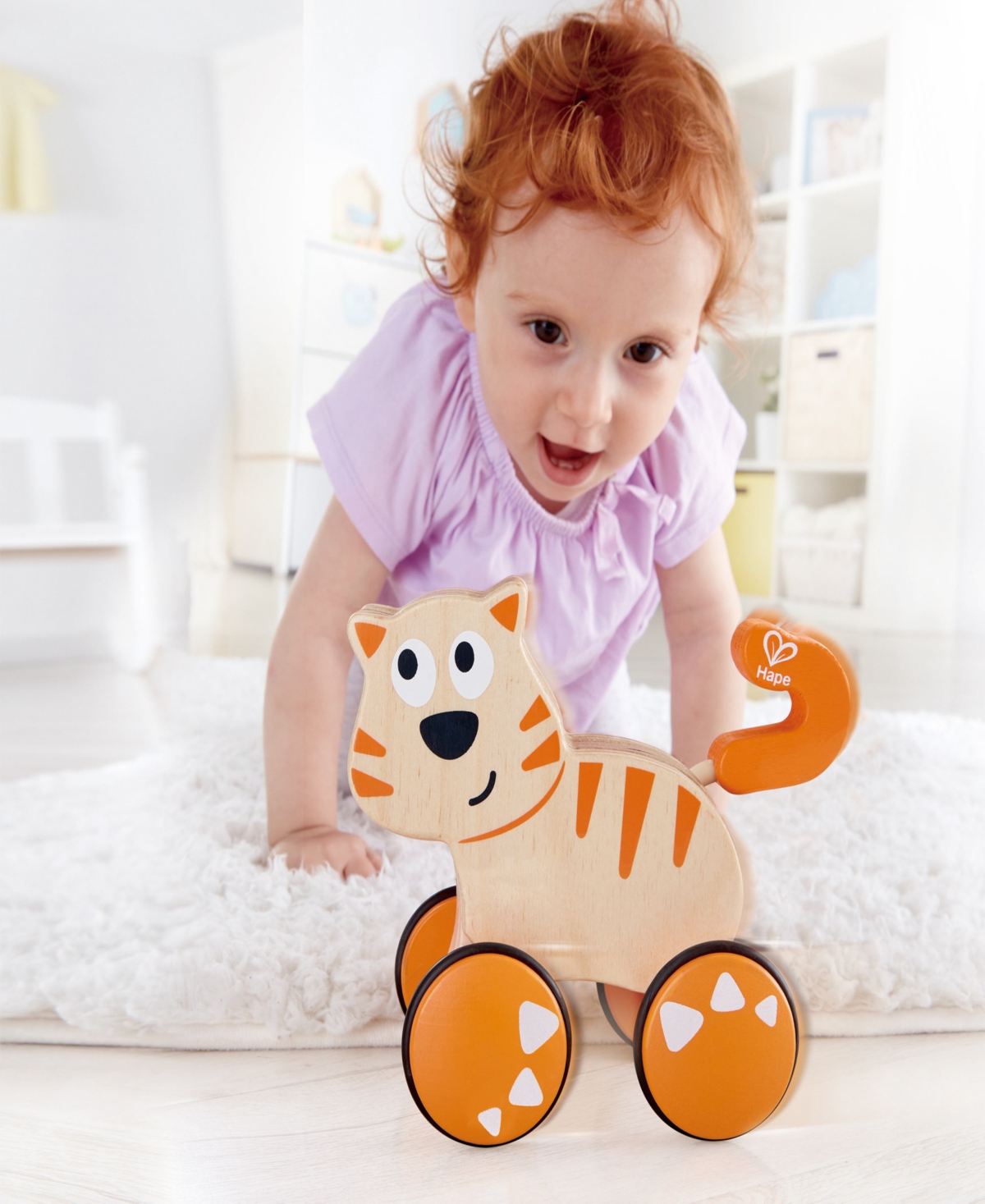 Shop Hape Dante Cat Push Go Toddler Toy In Multi