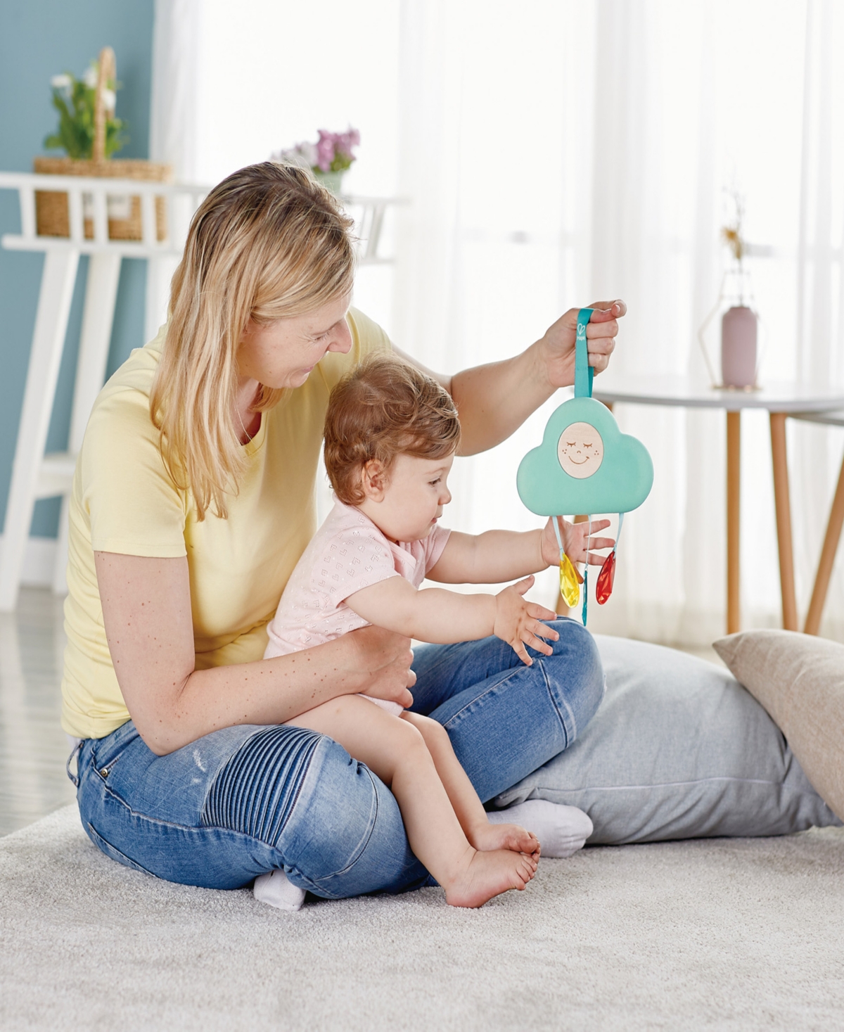 Hape Musical Cloud Light Baby Crib Toy In Multi