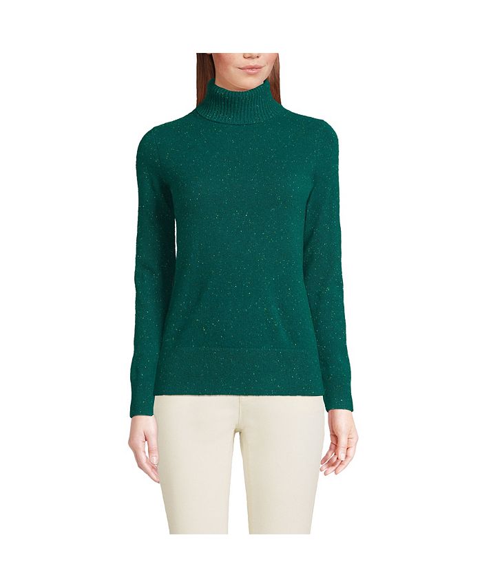 Lands' End Women's Petite Cashmere Turtleneck Sweater - Macy's