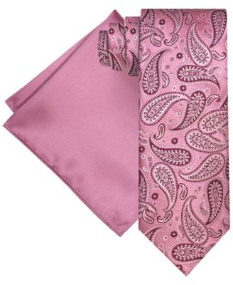 Men's Paisley Tie & Solid Pocket Square Set