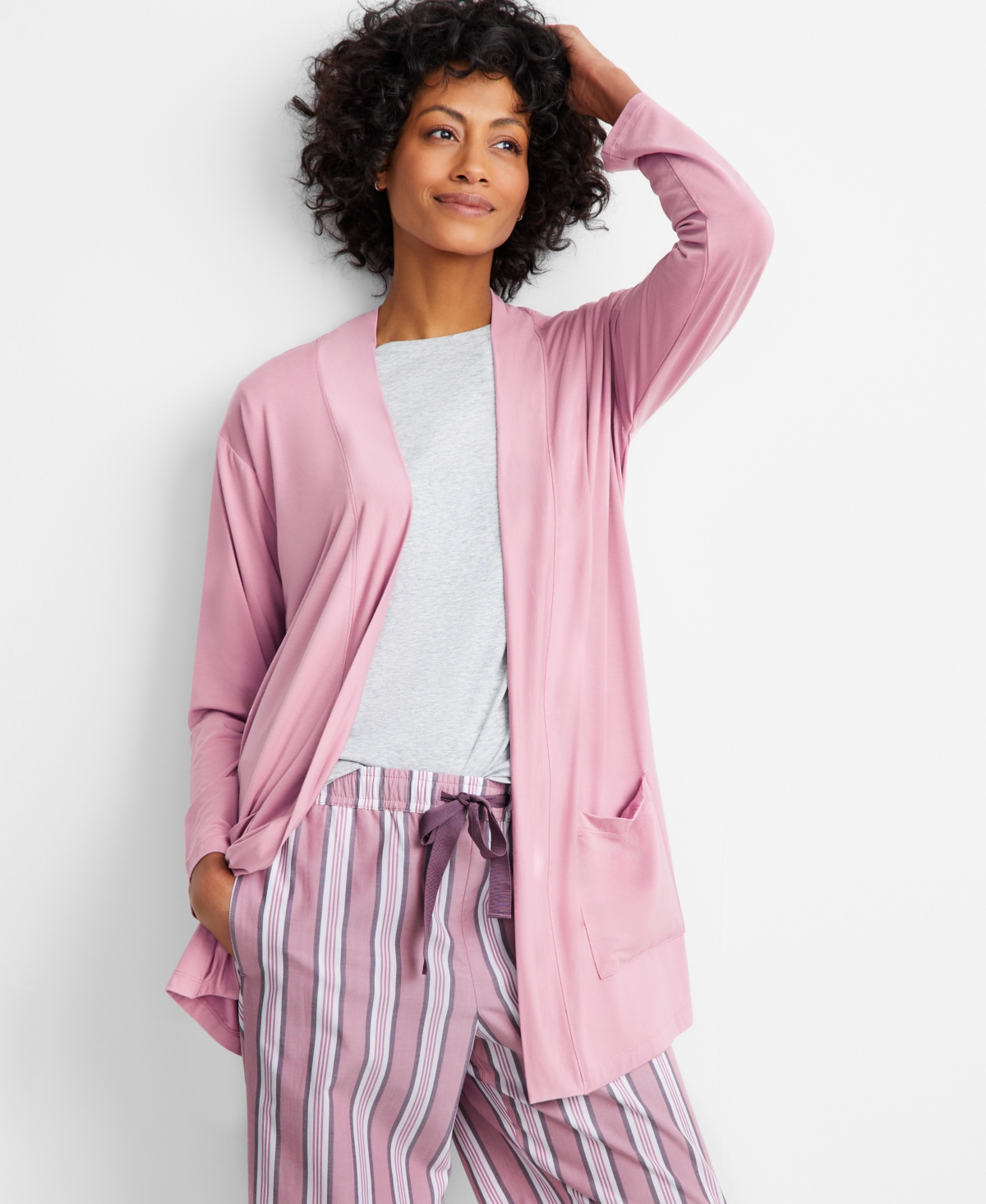 State Of Day Women's Knit Open Front Cardigan, Created For Macy's In Mauve Orchid