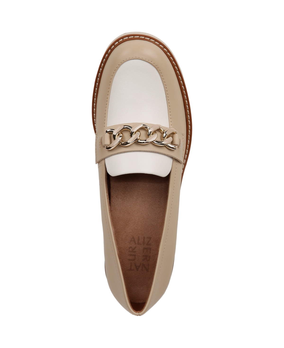 Naturalizer Desi Lug Sole Loafers -White Leather