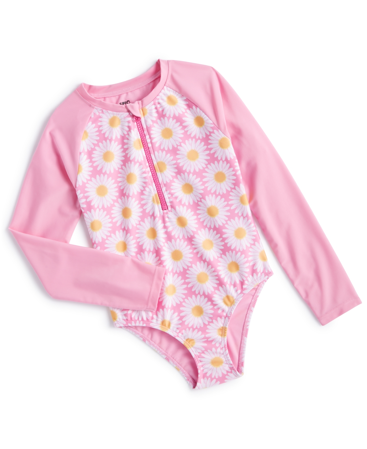 Shop Epic Threads Toddler & Little Girls Daisy-print Rash Guard Swimsuit, Created For Macy's In Juicy Pink