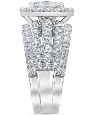 Diamond Halo Three Piece Bridal Set (3 ct. t.w.) in 14k White Gold
