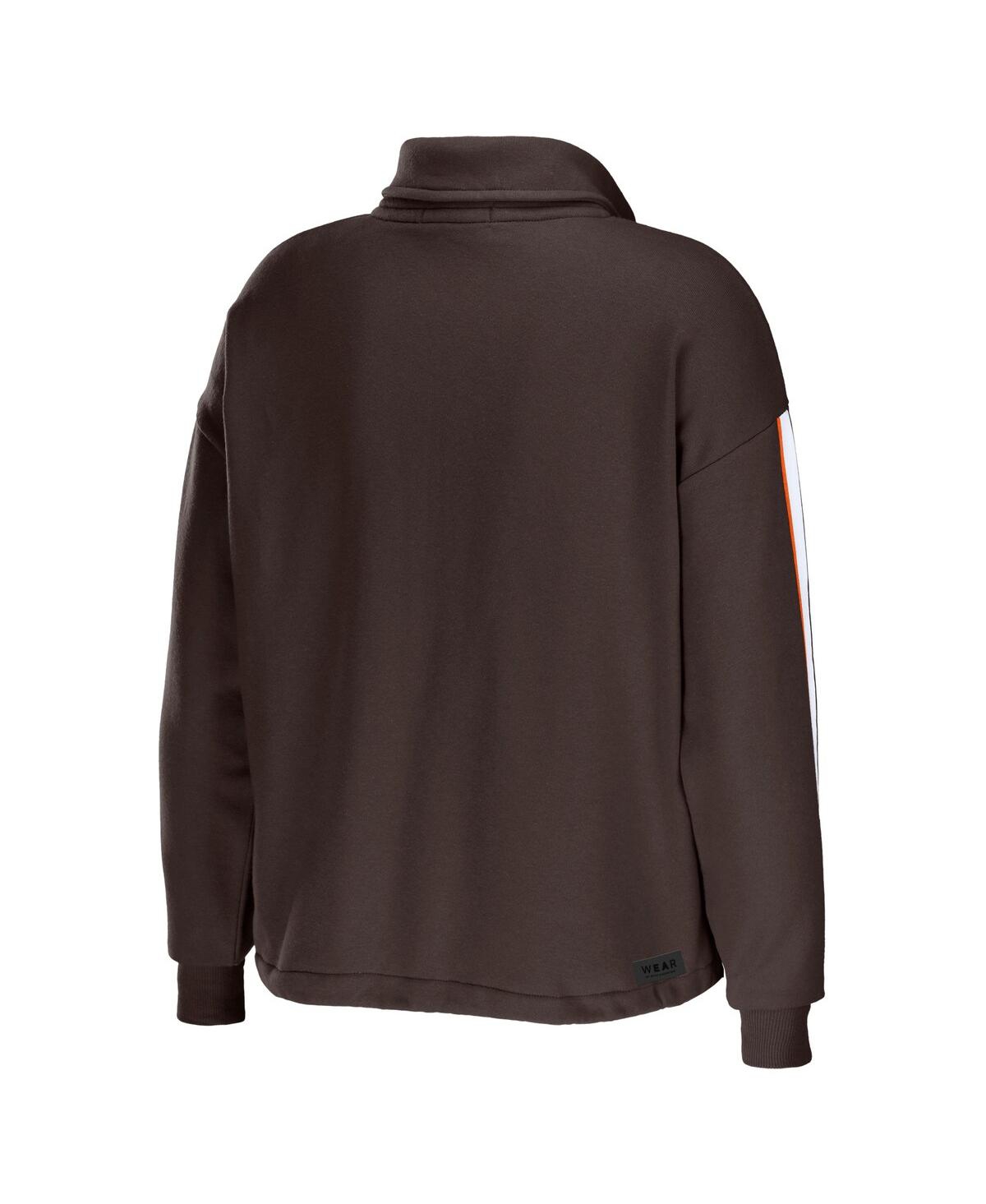 Wear By Erin Andrews Brown Cleveland Browns Logo Stripe Half-zip Top In Brown