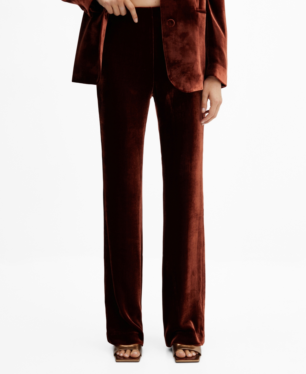 Mango Women's Velvet Suit Trousers In Burnt Orange