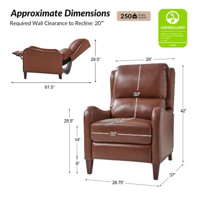 1 piece Leather Pushback Recliner chair