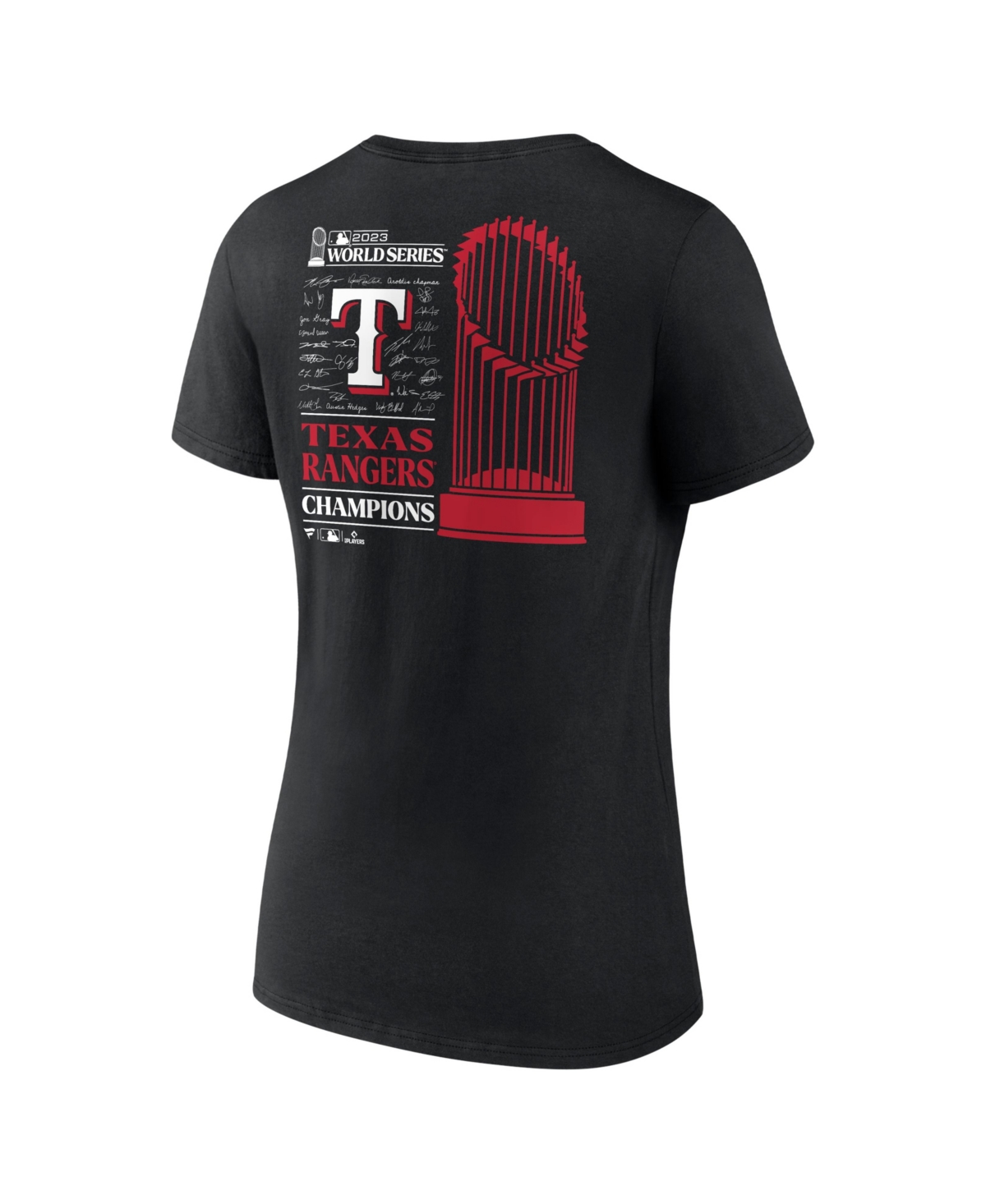Women's FanaticsTexas Rangers 2023 World Series Champions Signature Roster V-Neck T-shirt - Black