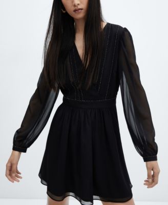 MANGO Women's Beading Detailed Flowy Dress - Macy's
