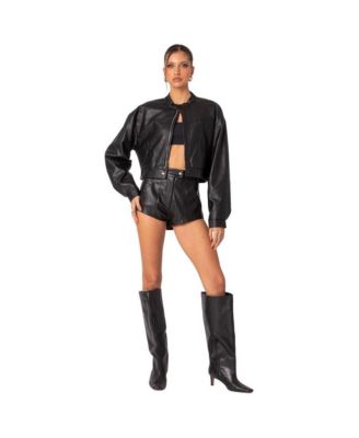 Women's Ramona high rise faux leather micro shorts