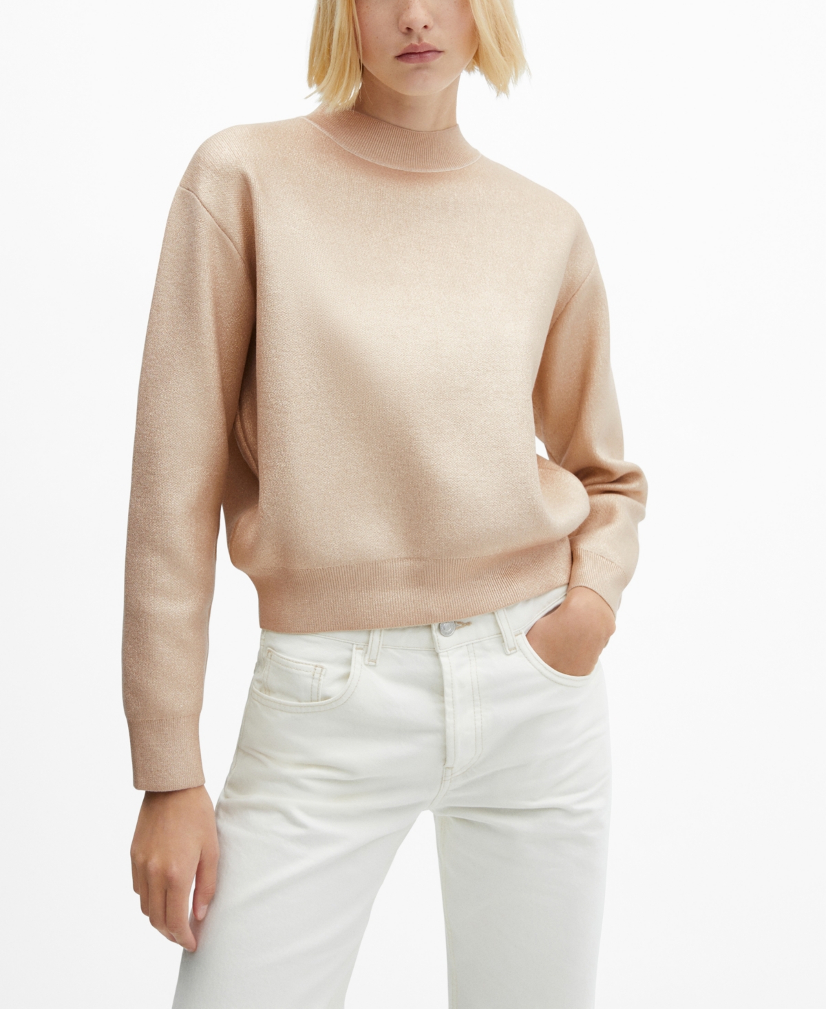 Shop Mango Women's Metallic Sweater In Gold