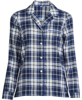 Plus Size Long Sleeve Print Flannel Pajama Top