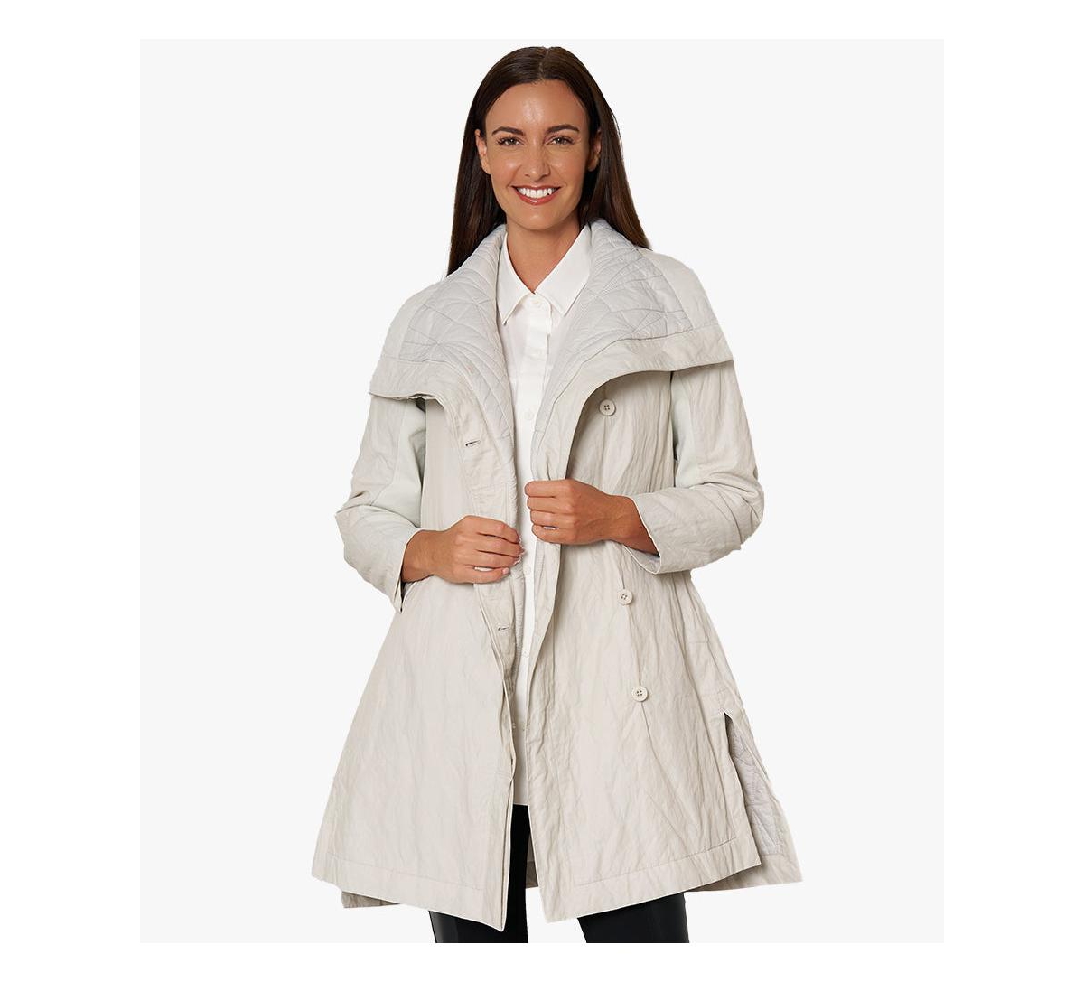 Women's Lightly Padded Water Repellent Button-Front Kentfield Coat - Birch