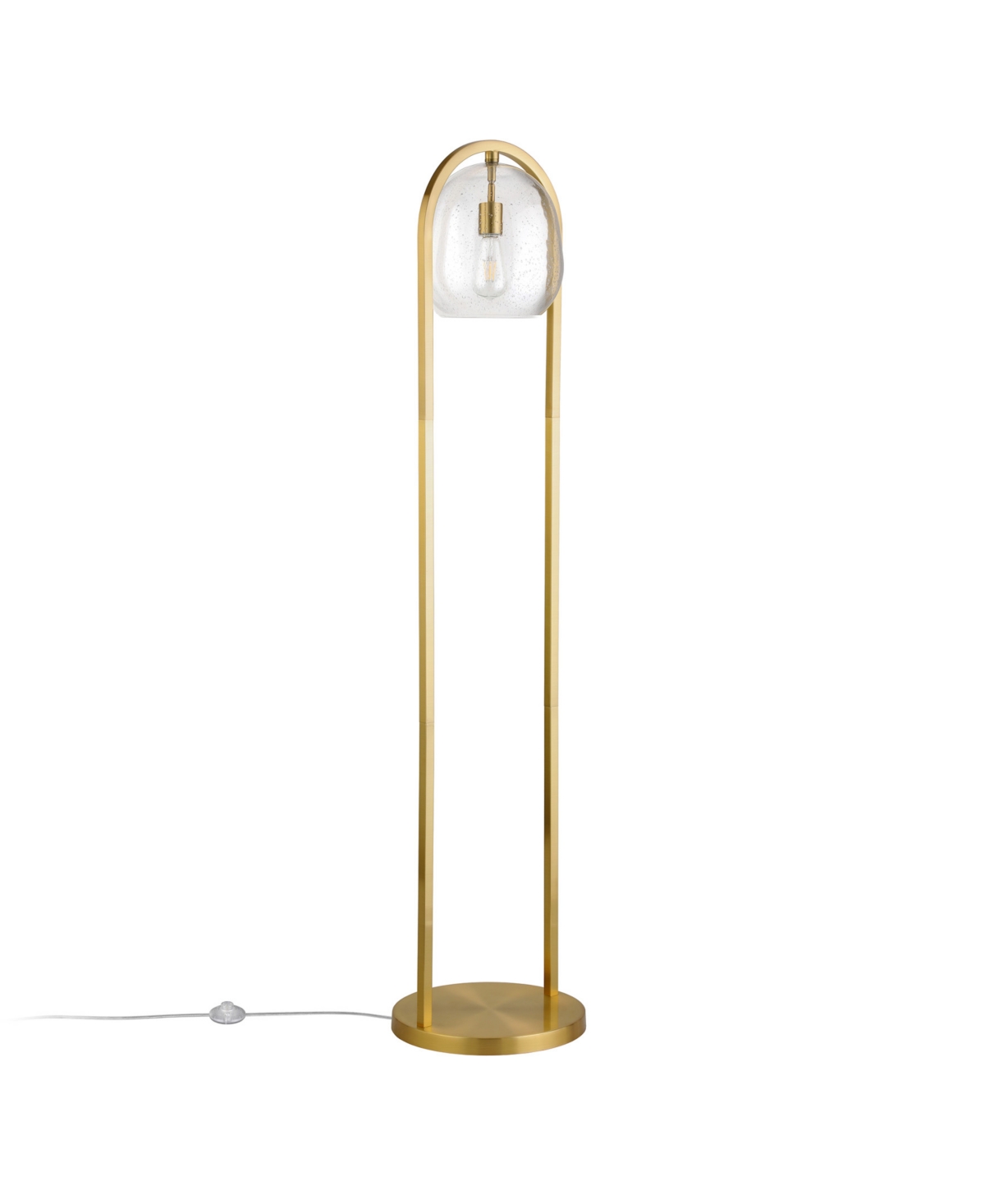 Hudson & Canal Sydney 64" Floor Lamp With Seeded Glass Shade In Brushed Brass