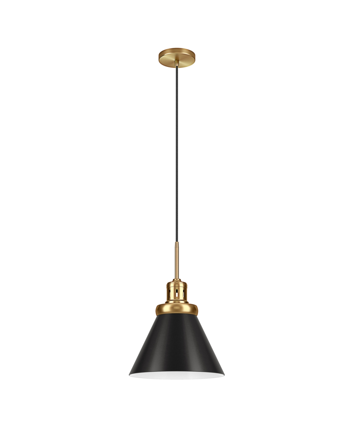 Hudson & Canal Zeno 12" Wide Pendant With Metal Shade In Brushed Brass,blackened Bronze