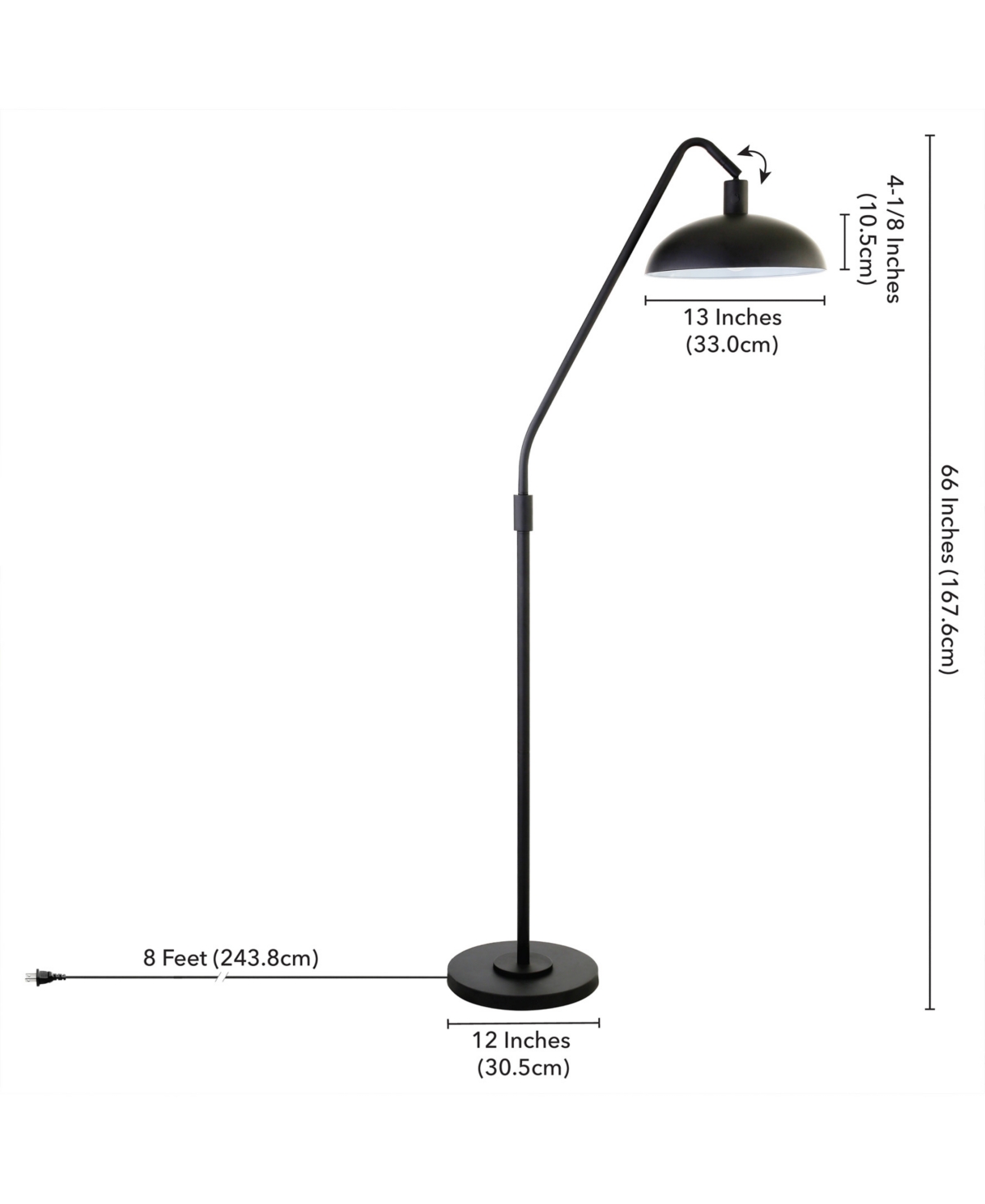 Shop Hudson & Canal Krouse 66.25" Tall Floor Lamp With Metal Shade In Blackened Bronze