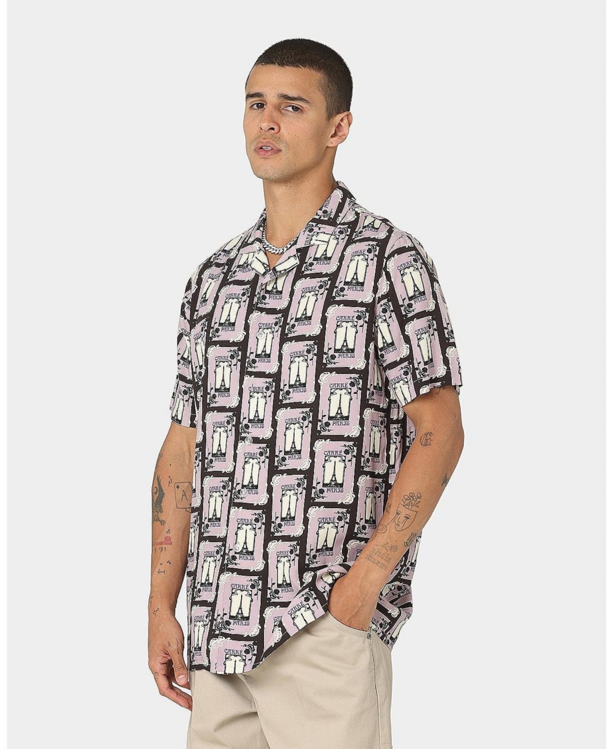 Carre Men's Parisian Rugu Short Sleeve Button Up Shirt