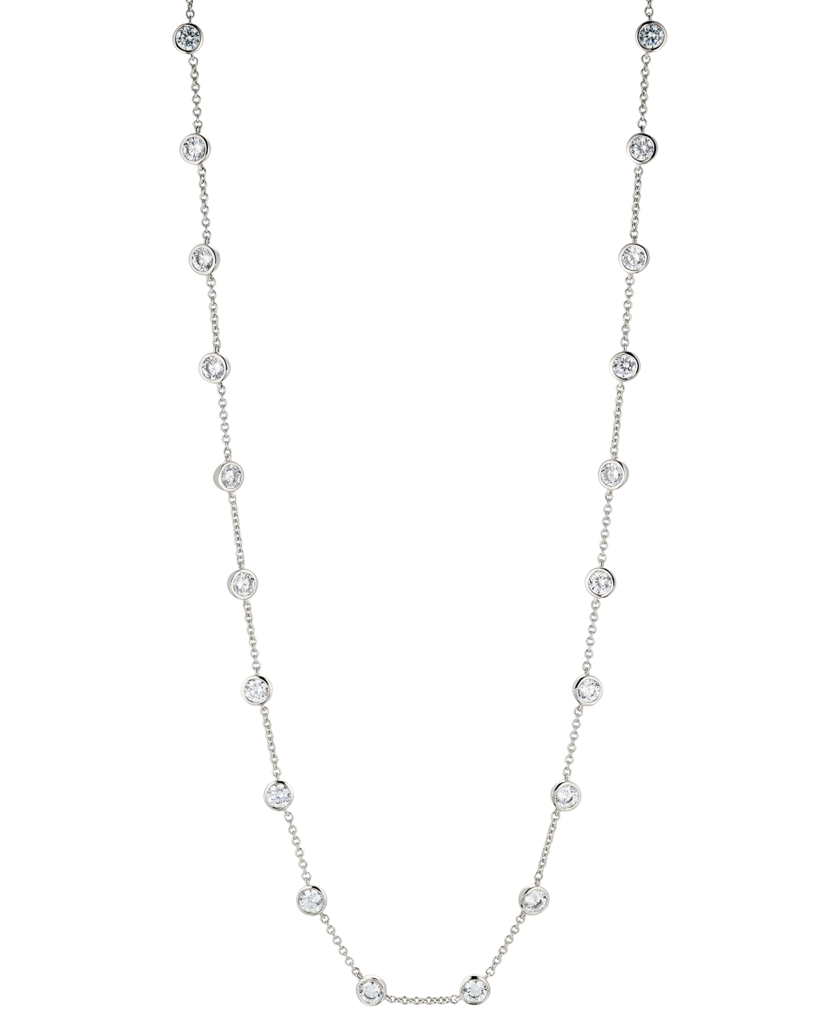 Eliot Danori Silver-tone Cubic Zirconia Station Necklace, 15" + 3" Extender, Created For Macy's