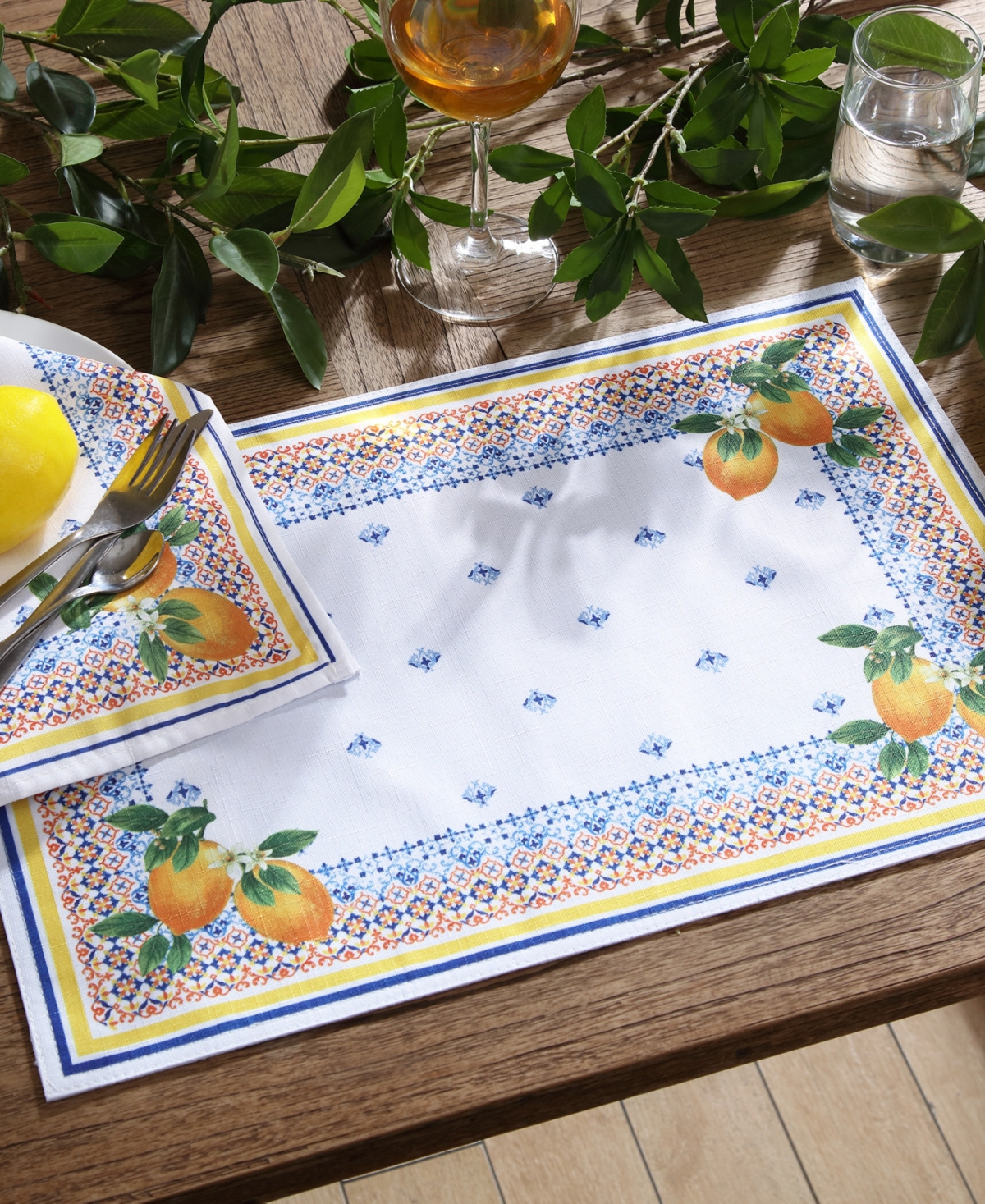 Elrene Capri Lemon Placemat, Set Of 4, 13" X 19" In Multi