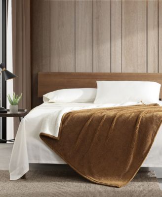 Bi Colored Sherpa Reversible Throw, 60" X 50"