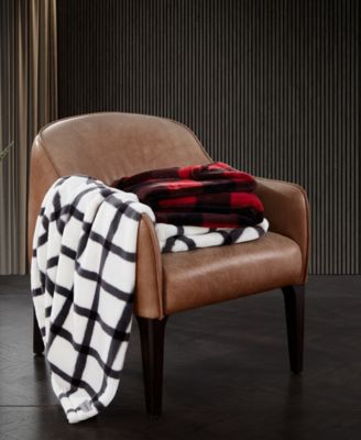 CLOSEOUT! Plaid Faux Fur Throw, 50" x 60"