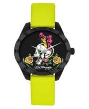 Ed Hardy Men's Printed Black Silicone Strap Watch 46mm - Macy's