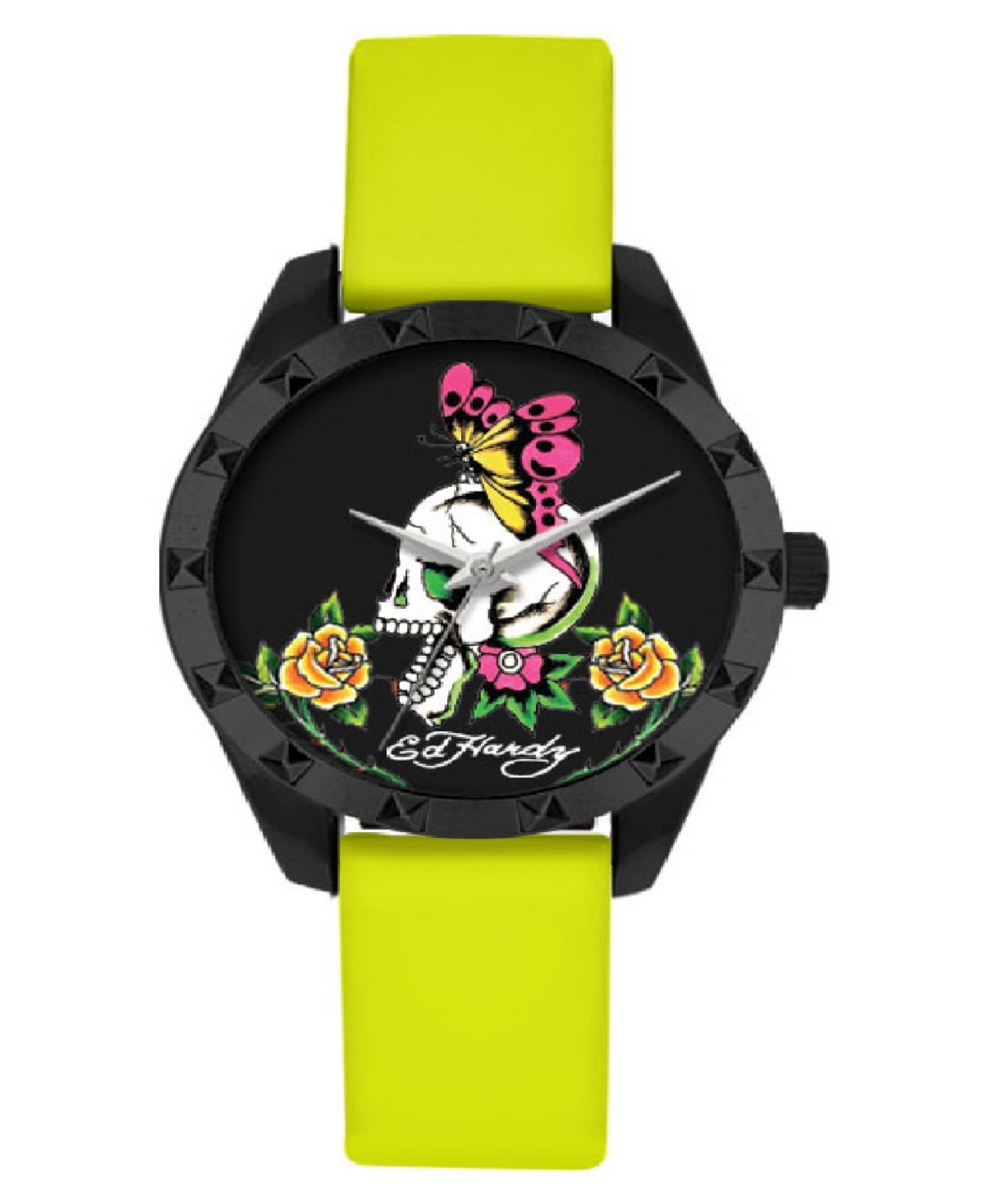 Ed Hardy Women's Quartz Neon Lime Silicone Strap Watch 40mm