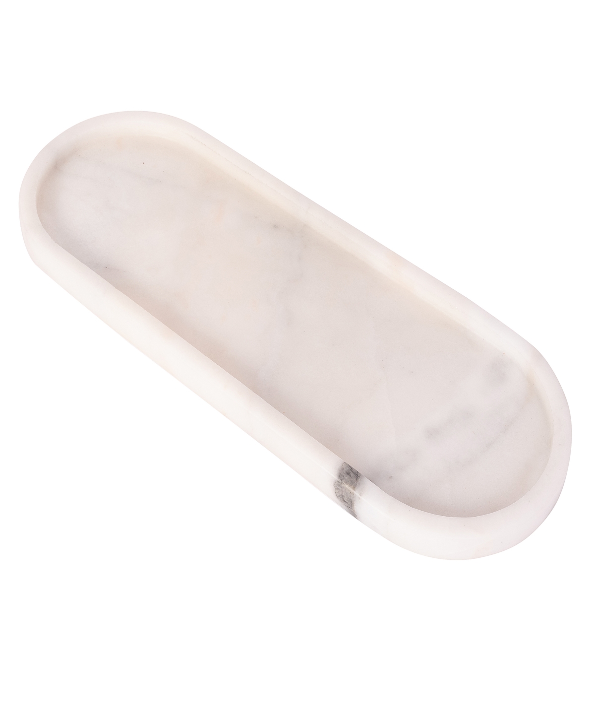 Artifacts Trading Company Marble Runway Tray, 16" X 6" X 0.3" In White Matte