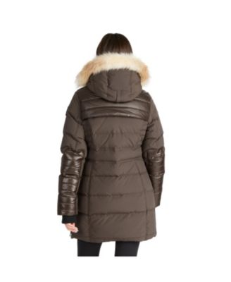 Women's Women's Alia Mixed Media Quilted Parka with Detachable Hood and Faux Fur Trim