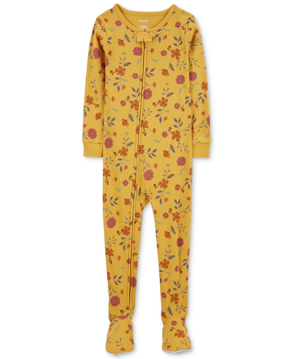 Carter's Babies' Toddler Girls One-piece Floral-print 100% Snug-fit Footed Pajamas