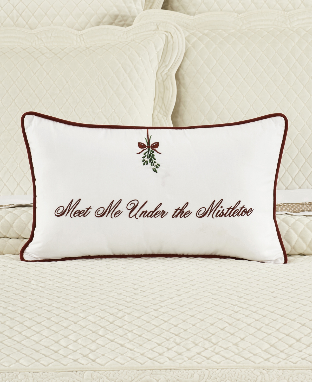 J Queen New York Mistletoe Embellished Decorative Pillow, 18