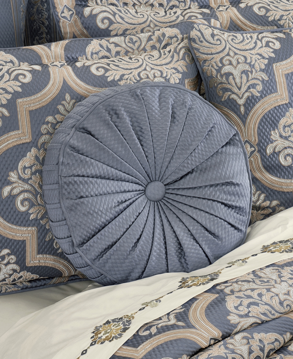 J Queen New York San Marino Tufted Round Decorative Pillow,