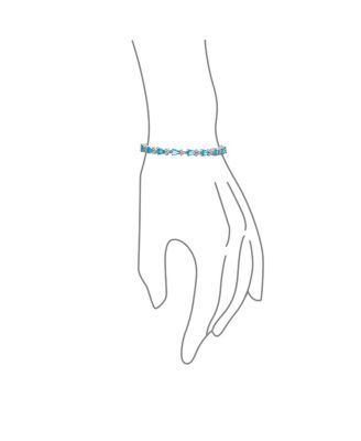 Jewelry Alternating Cubic Zirconia Pear Shape CZ 15 CT Sea Blue Tennis Bracelet Teardrop 7 Inch