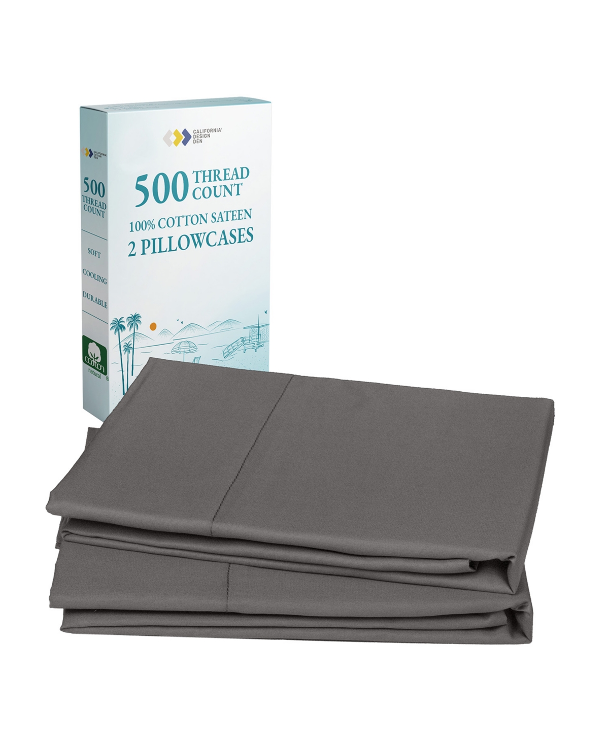 Size 100% Cotton 500 Thread Count Pillow Cases, Size, Soft and Silky, Cool and Smooth by California Design Den