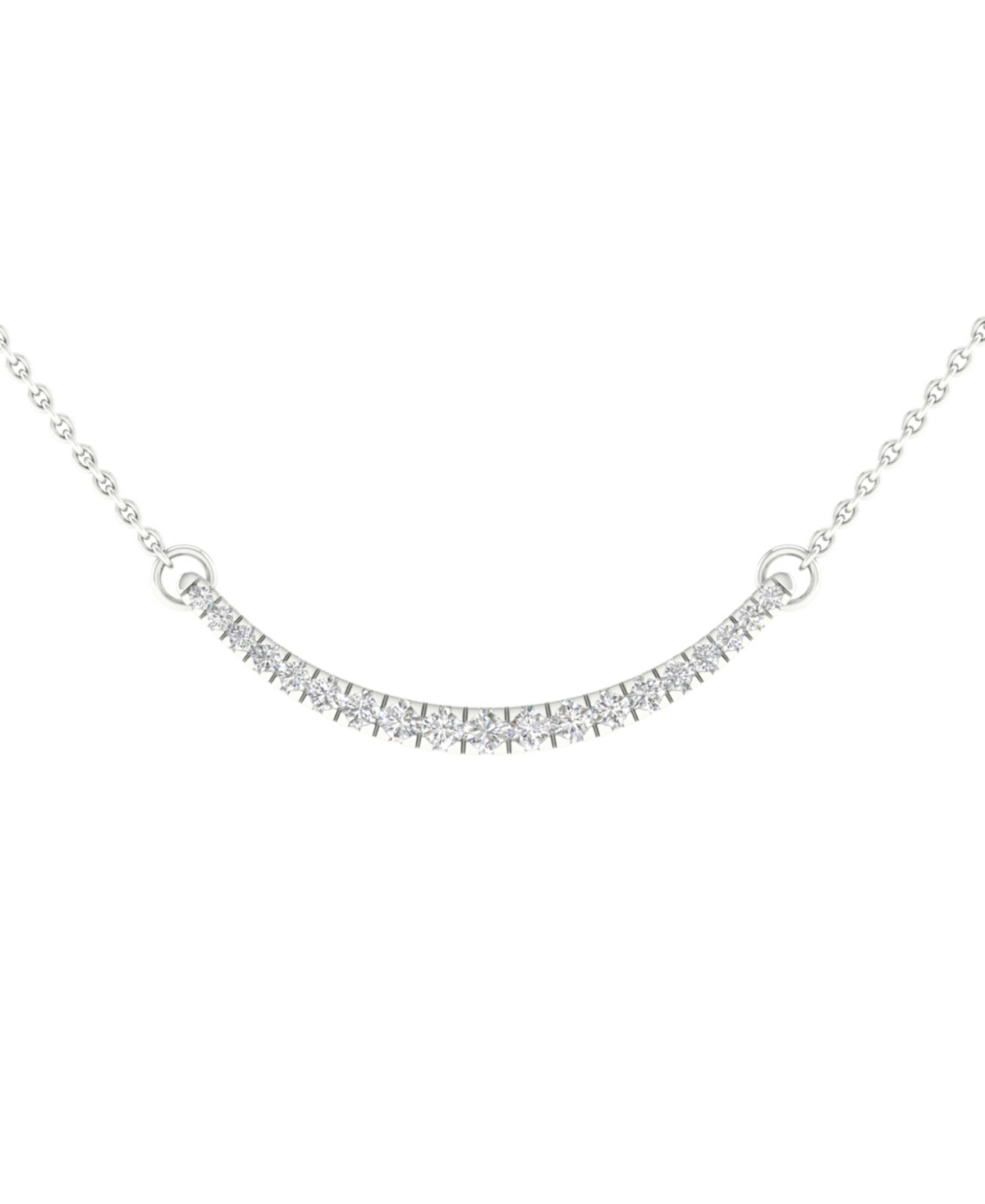 Shop Forever Grown Diamonds Lab Grown Diamond Curved Bar Collar Necklace (1/2 Ct. T.w.) In Sterling Silver, 16" + 2" Extender