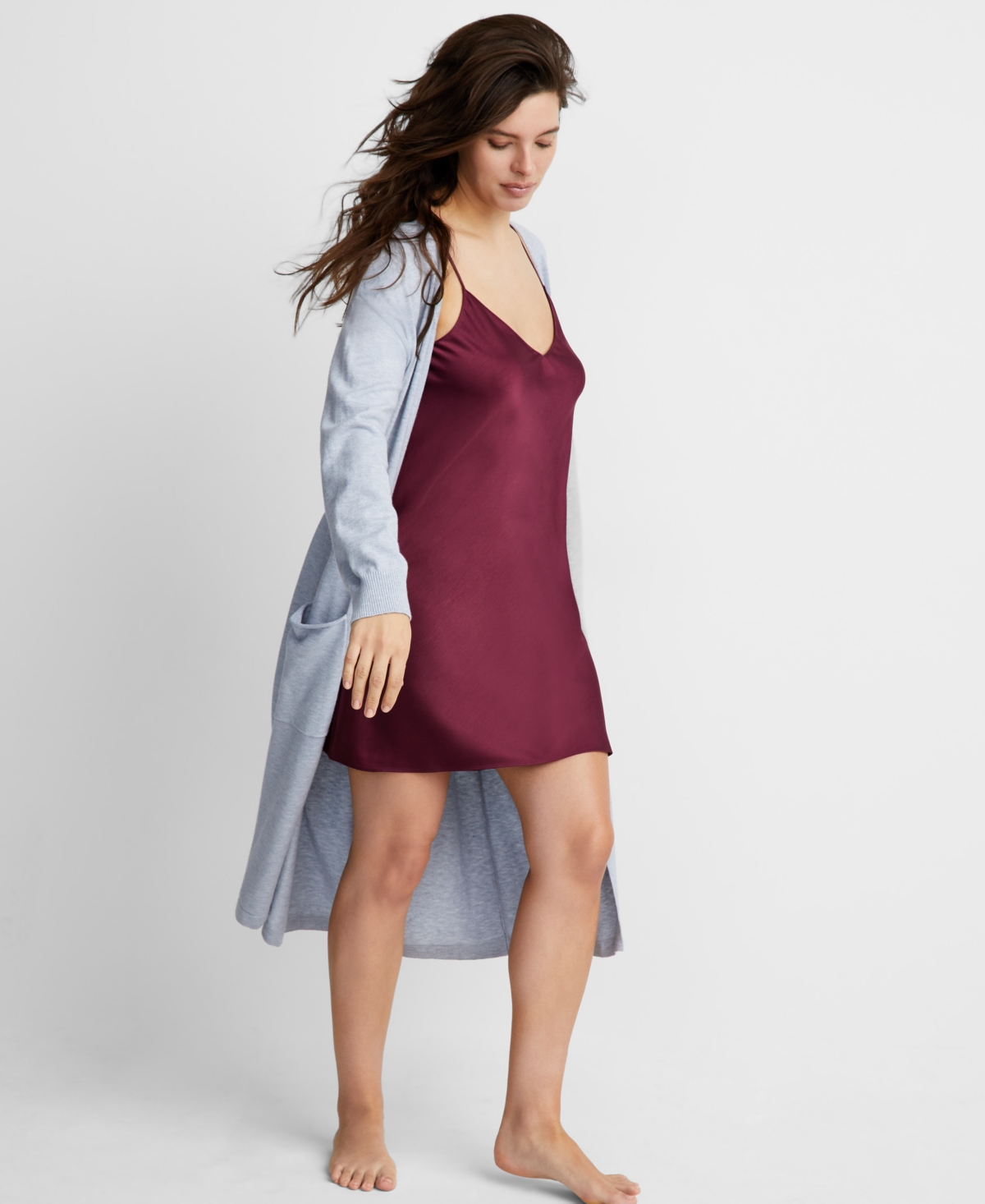 State Of Day Women's Crepe De Chine Chemise, Created For Macy's In Savory Wine