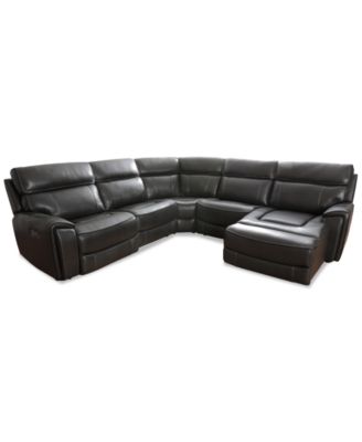CLOSEOUT! Hutchenson 119.5" 5-Pc. Zero Gravity Leather Sectional with 2 Power Recliners and Chaise, Created for Macy's