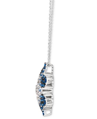 Ombr&eacute;&reg; Denim Ombr&eacute; (1-3/8 ct. t.w.) & White Sapphire (5/8 ct. t.w.) Snowflake Adjustable 20" Pendant Necklace in 14k White Gold