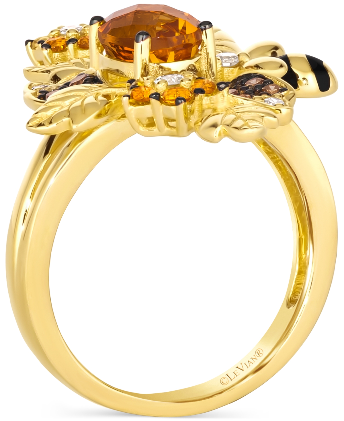 Le Vian Cinnamon Citrine (1-3/8 ct. t.w.) & Diamond (3/8 ct. t.w.) Leaf Cluster & Bee Statement Ring in 14k Gold
