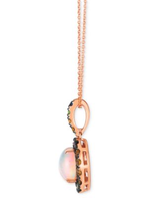 Multi-Gemstone Halo Adjustable 20" Pendant Necklace (1-7/8 ct. t.w) in 14k Rose Gold