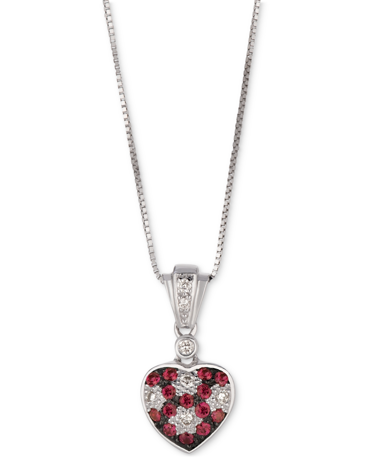 Le Vian Passion Ruby (1/5 Ct. T.w.) & Vanilla Diamond (1/10 Ct. T.w.) Heart 18" Pendant Necklace In 14k Whit In No Color