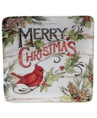 Evergreen Christmas 4 Piece Dessert Plate